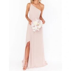 Show Me Your Mumu Shannon One Shoulder Dusty Rose Blush Pink Maxi Dress Sz S